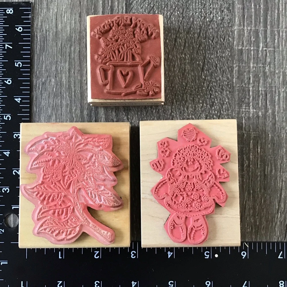 Flowers & Heart Theme Bundle of 15 Mounted Rubber Stamps